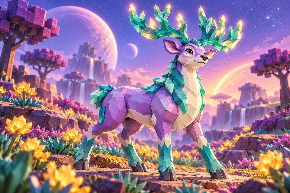 Star Stag in an illustrated alien habitat from the Intergalactic Zoo game