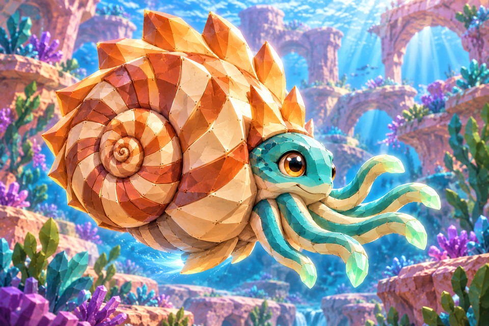 Shellnaut in an illustrated alien habitat from the Intergalactic Zoo game