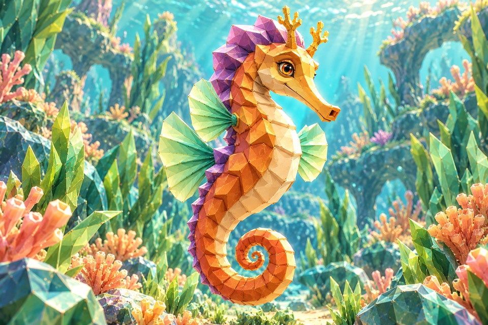 Star Seahorse in an illustrated alien habitat from the Intergalactic Zoo game